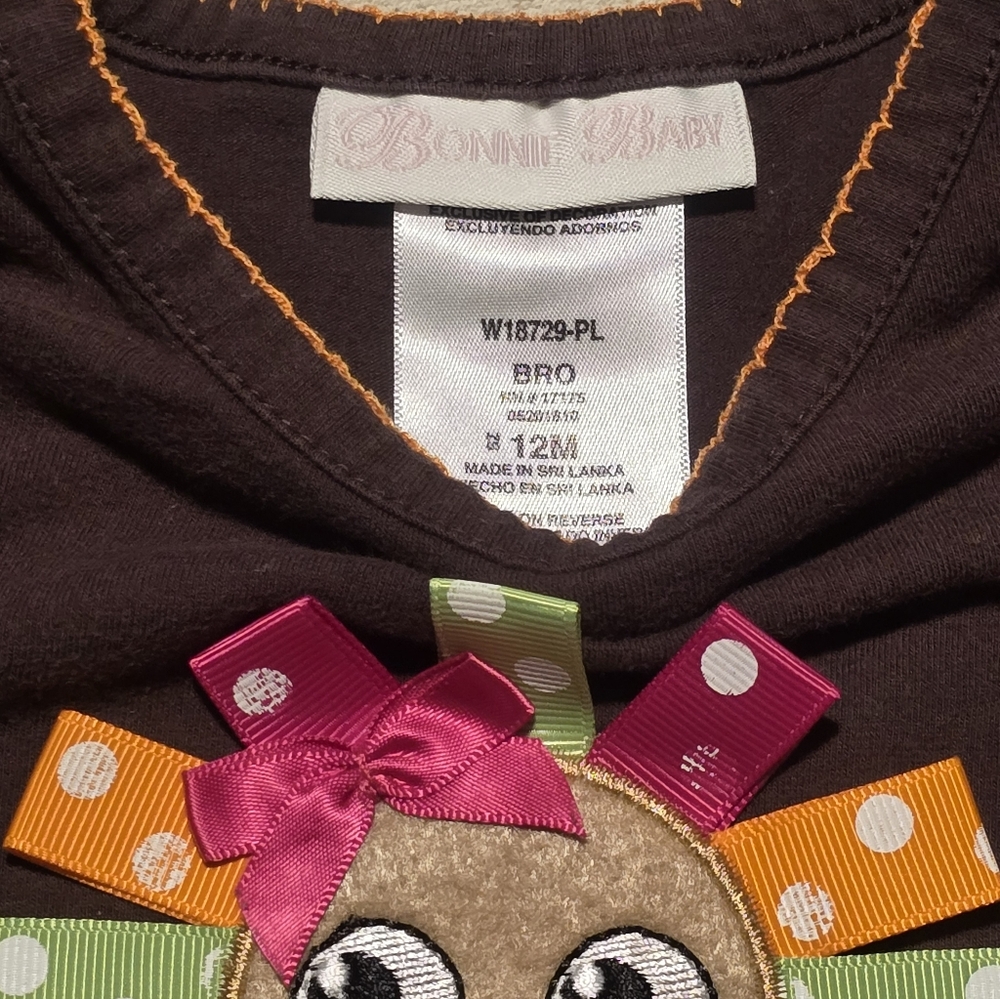 Turkey Long Sleeve Toddler Shirt Size 12M - Picture 3 of 4